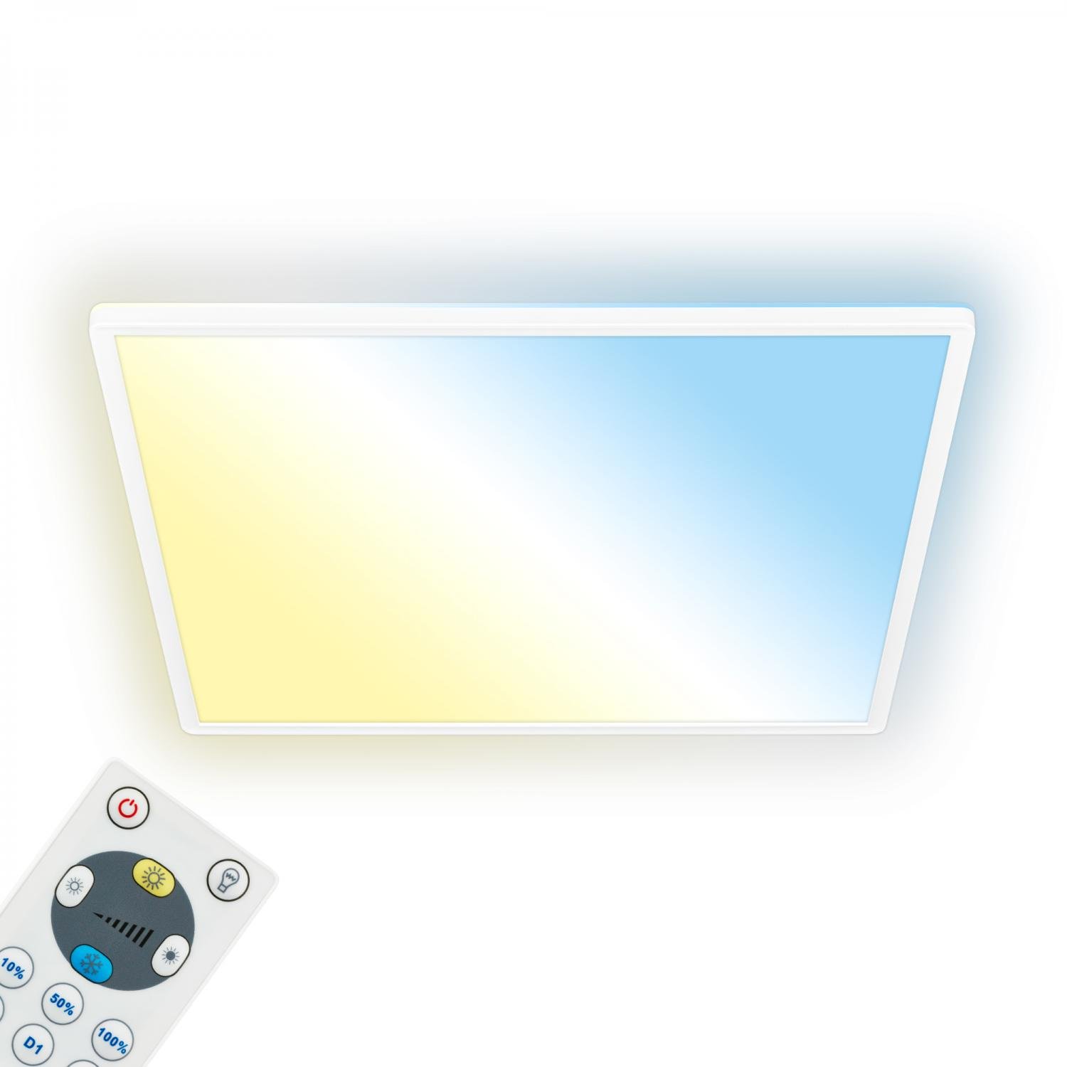 BRILO 7541016 LED stropní svítidlo, ploché, dálkový ovladač, přímé a nepřímé osvětlení, bílé - BRILO