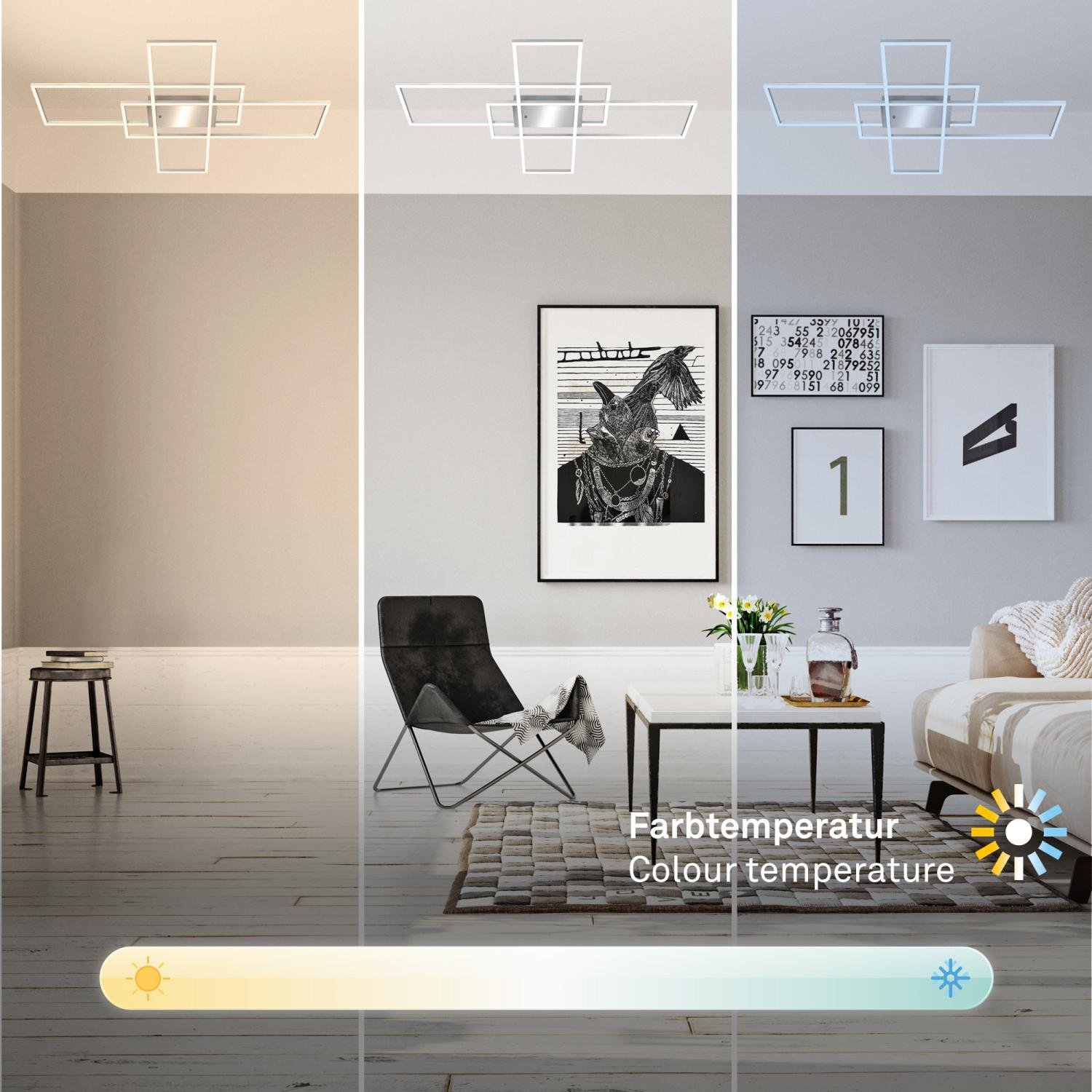 BRILO 3931019 Roami LED stropní svítidlo, stmívatelné, dálkový ovladač, CCT ovladač, chrom/hliník - BRILO (obrázek 5)