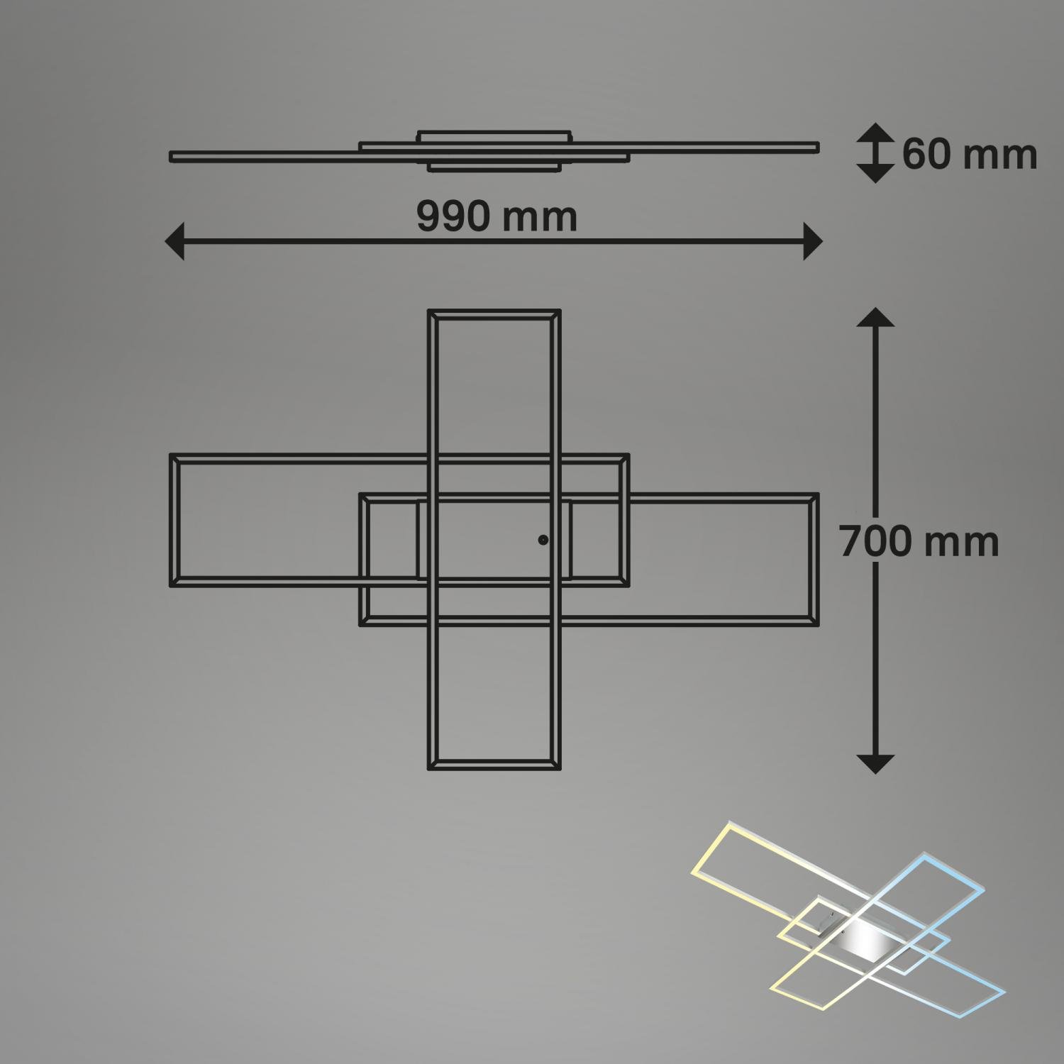 BRILO 3931019 Roami LED stropní svítidlo, stmívatelné, dálkový ovladač, CCT ovladač, chrom/hliník - BRILO (obrázek 7)