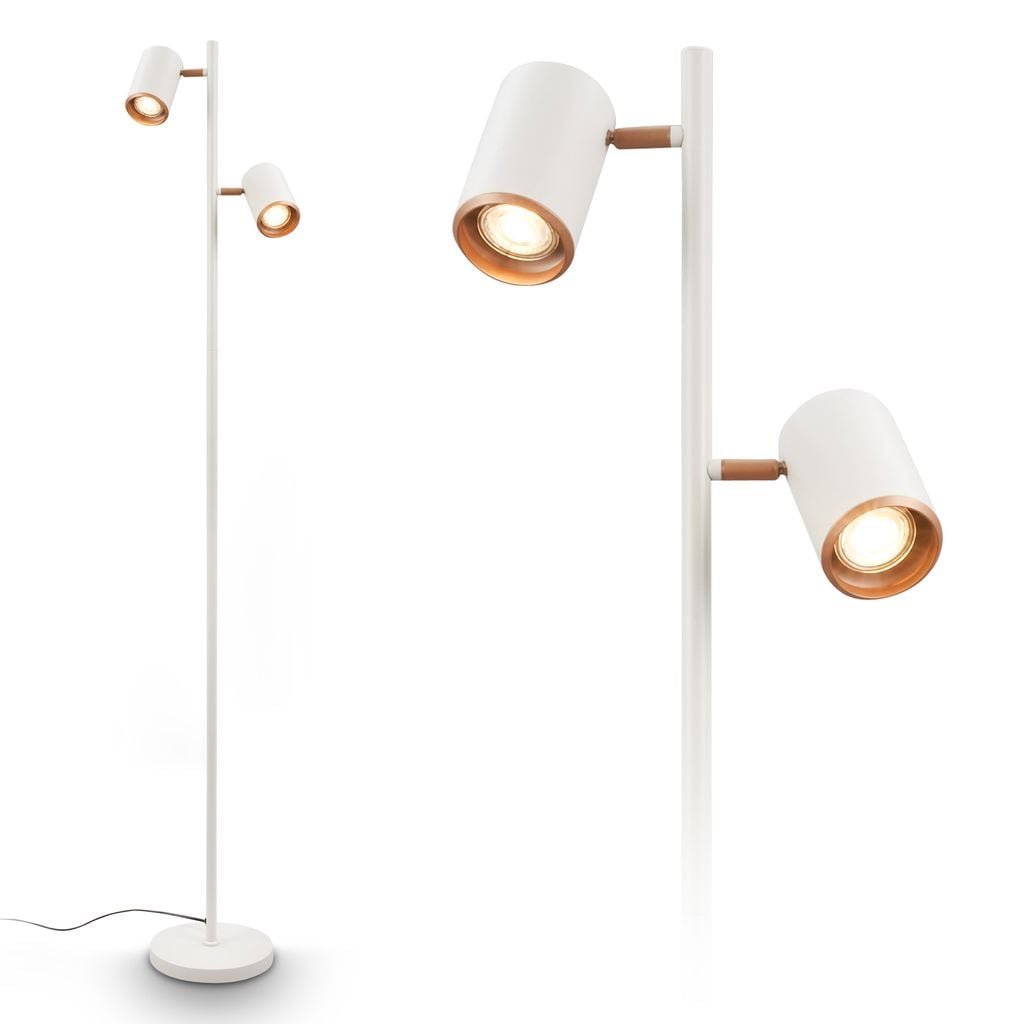 BRI 1758024 Era stojanová lampa - vypínač, nastavitelná, GU10 patice, 2-ramenná, světlešedá/kávová - BRILONER