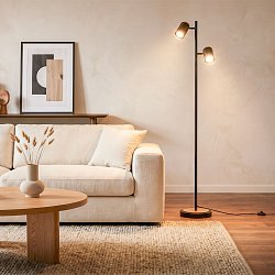 Obrázek pro produkt Duta stojanová lampa - vypínač, nastavitelná, GU10 patice, 2-ramenná, černá - BRILONER