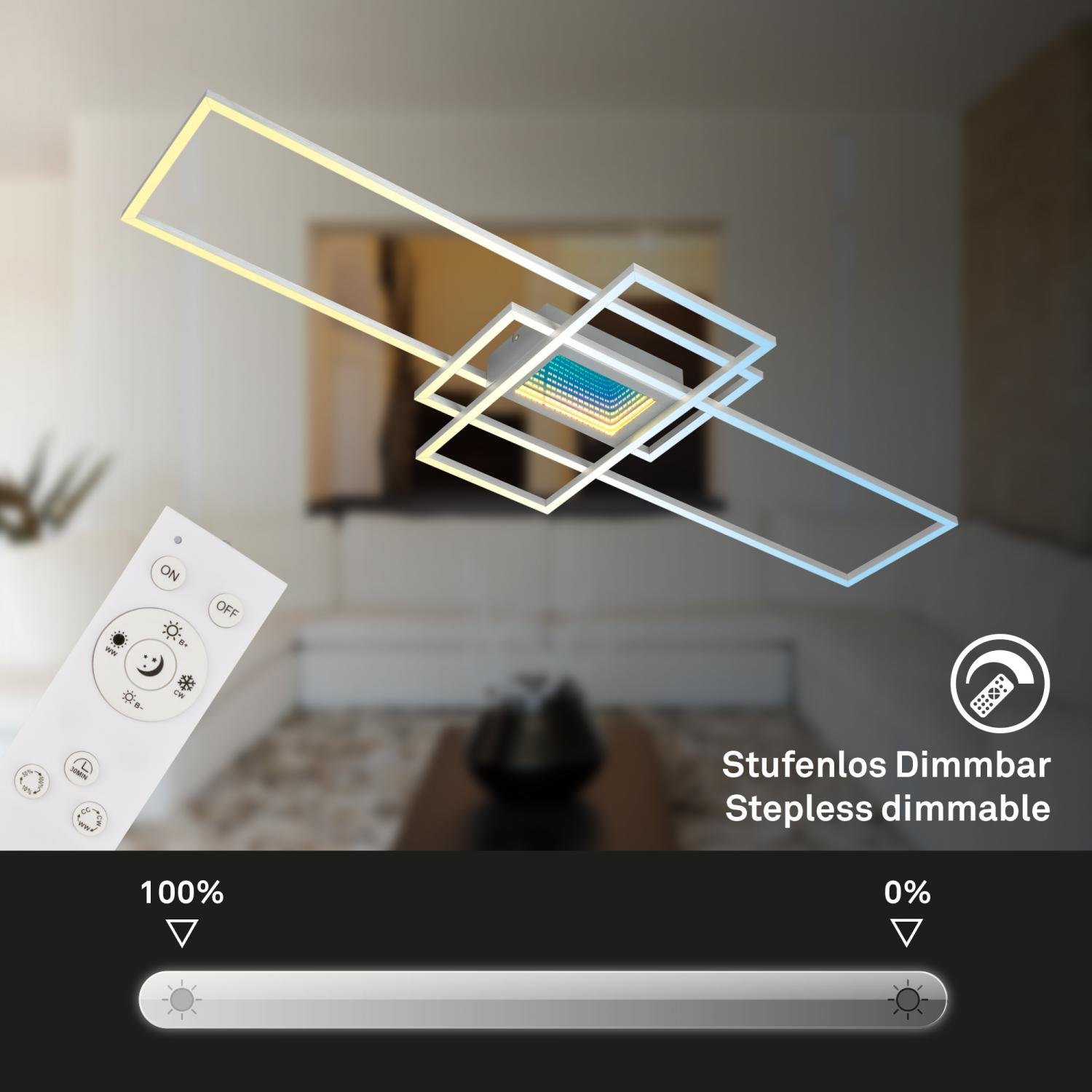 BRILO 3804019 Misy LED stropní svítidlo, stmívatelné, tunelový efekt, hliník - BRILO (obrázek 4)