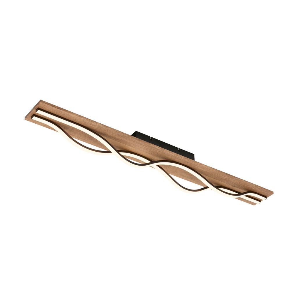 BRI 3817014 Vinka LED stropní svítidlo, tvar vlny, dekor dřeva, teple bílé světlo, dřevo, 98cm - BRILONER