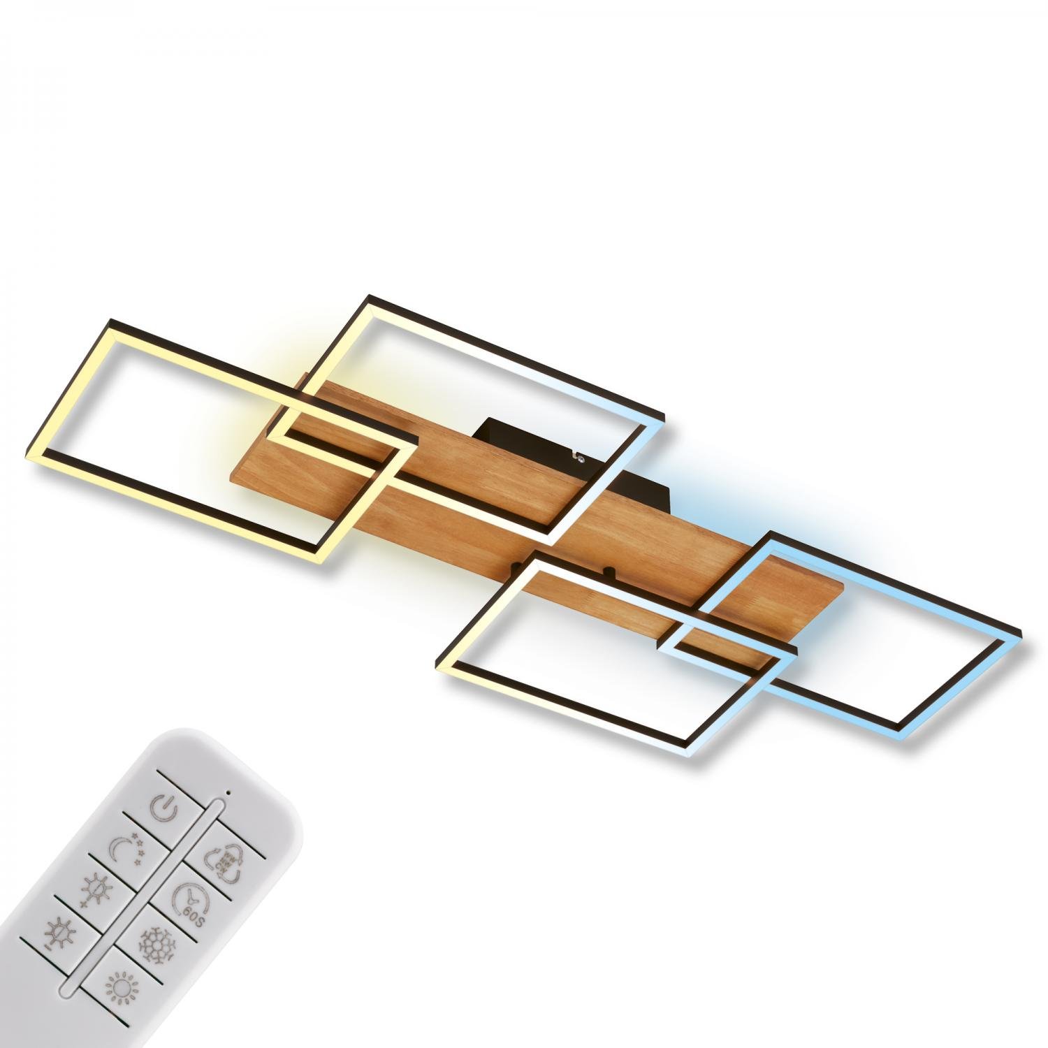BRILO 3810014 Cornice LED stropní svítidlo, stmívatelné, 4 rámy, 5200lm, 47W, CCT, dálkový ovladač, černá - BRILO
