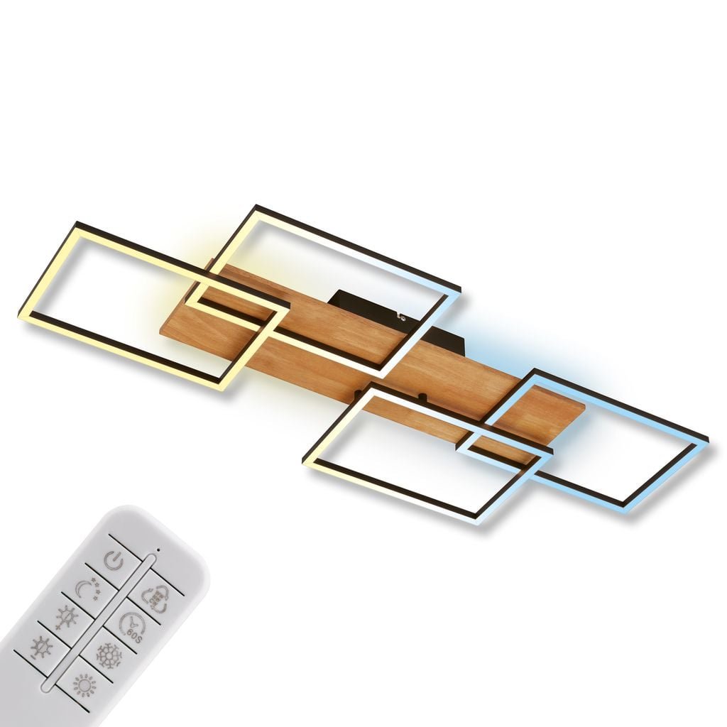 BRILO 3810014 Cornice LED stropní svítidlo, stmívatelné, 4 rámy, 5200lm, 47W, CCT, dálkový ovladač, černá - BRILO