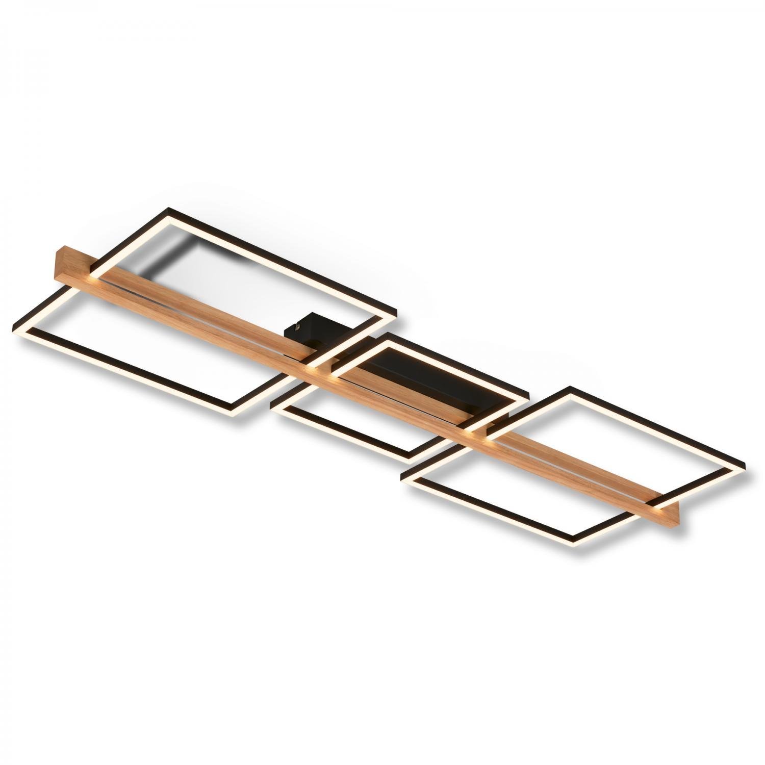 BRI 3843014 Moldura LED stropní svítidlo, stmívatelné, paměťová funkce, 38W, 4900 lm, černá/dřevo - BRILONER (obrázek 3)