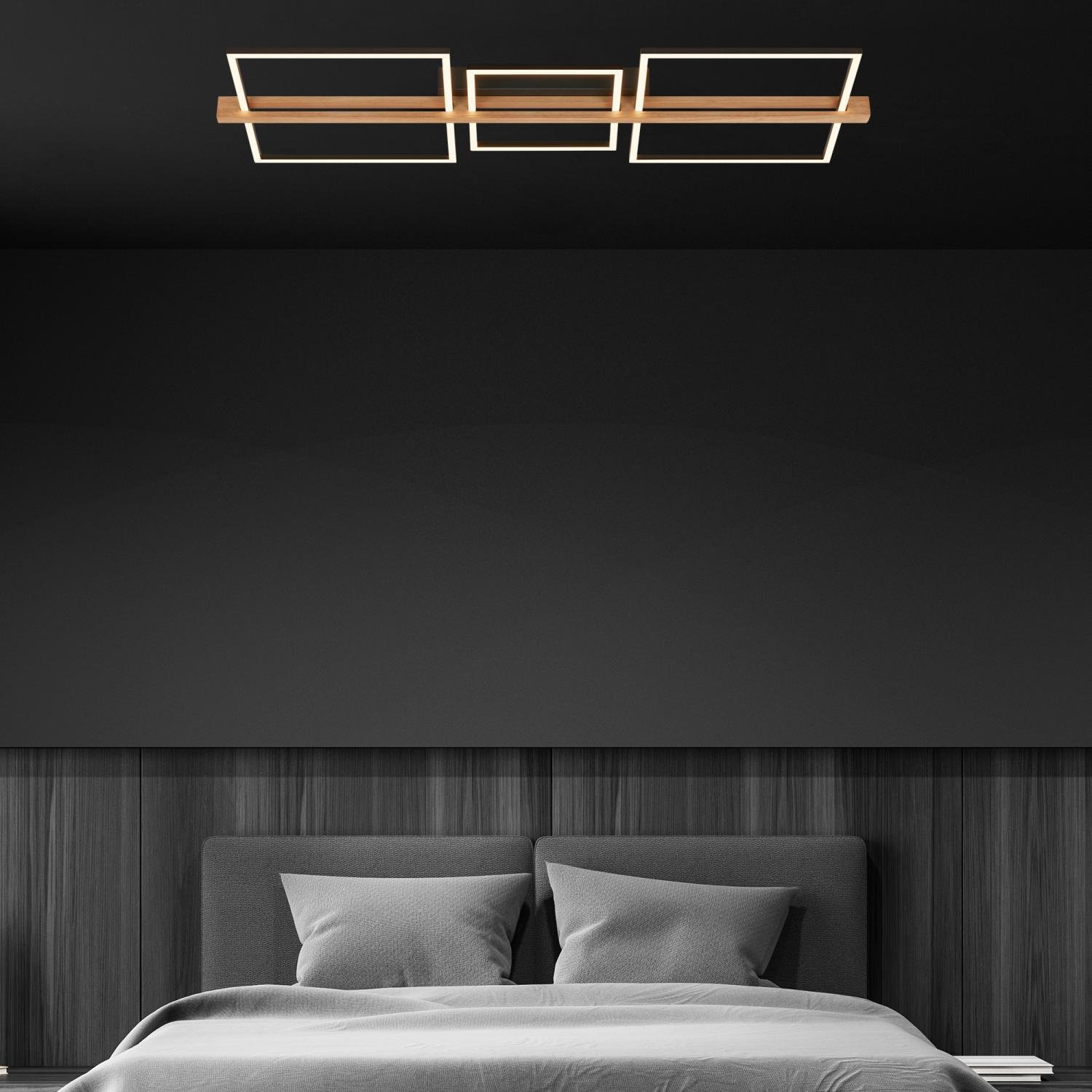 BRI 3843014 Moldura LED stropní svítidlo, stmívatelné, paměťová funkce, 38W, 4900 lm, černá/dřevo - BRILONER (obrázek 7)
