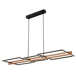 Obrázek pro produkt Moldura LED závěsné svítidlo, dekor dřeva, stmívatelné, teplá bílá, černá - BRILONER