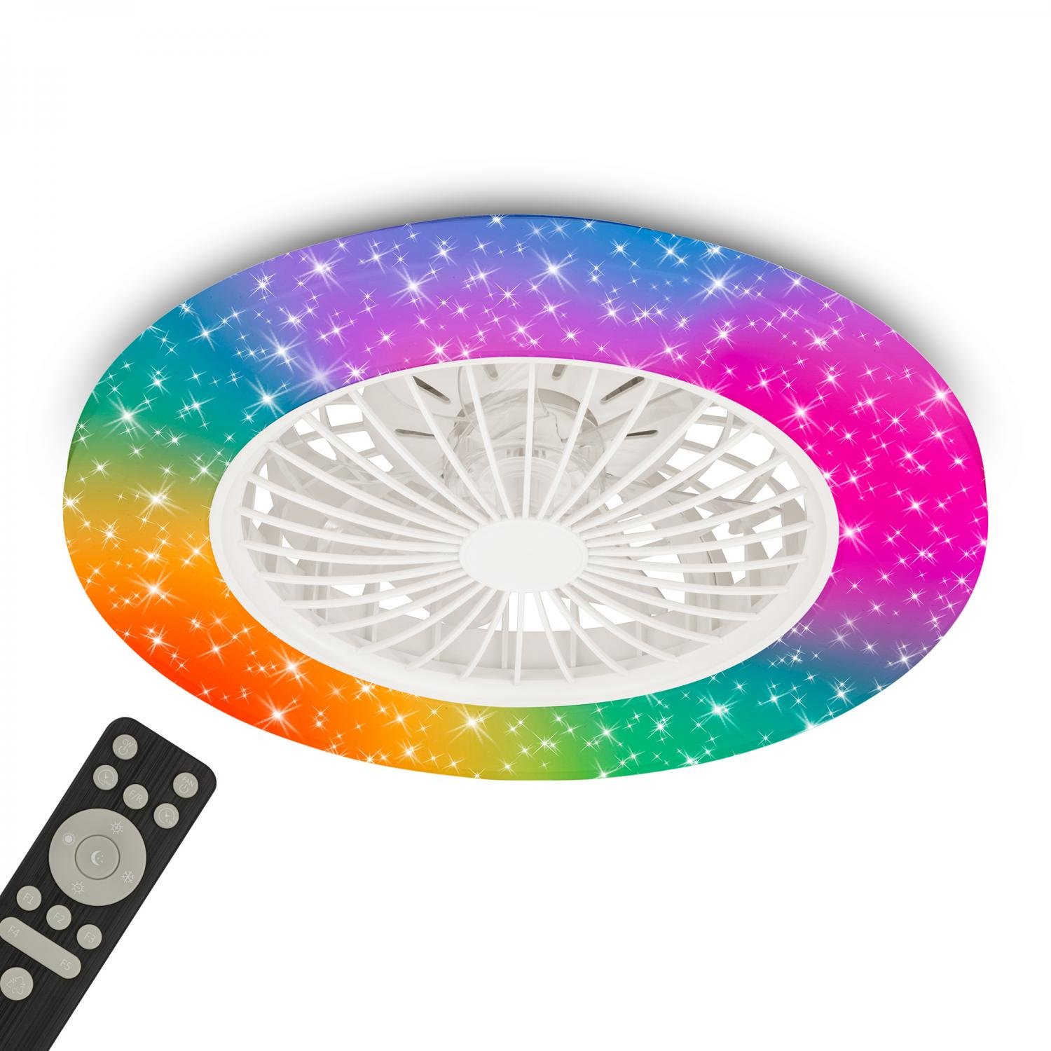 BRILO 3890016 Tuuletin A stropní svítidlo s ventilátorem pr.48,5 cm - 48W, 5300lm, LED, stmívatelné, dálkový ovladač, CCT, RGBIC, bílé - BRILO