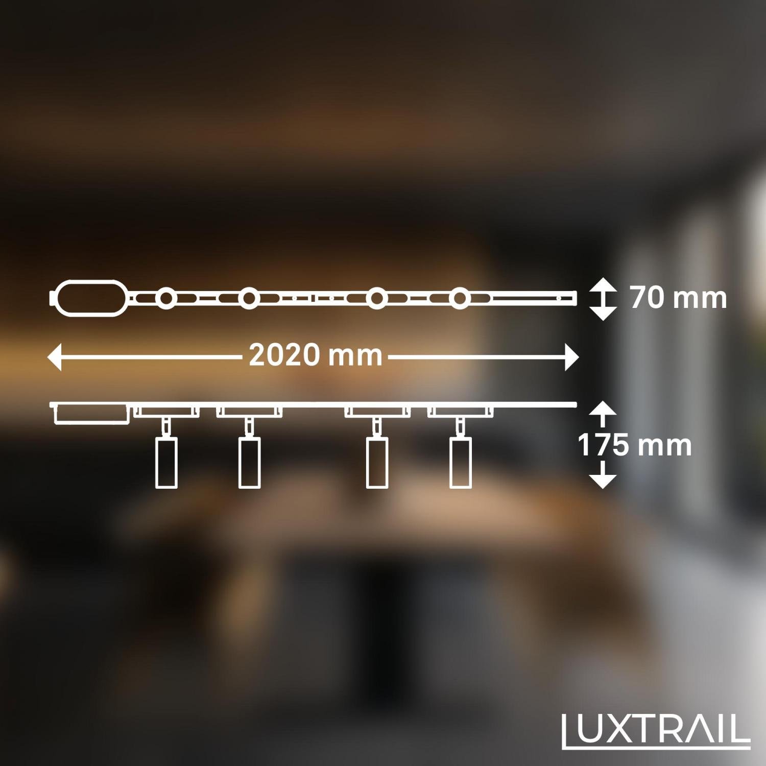 BRILO 8025045 Startovací sada lištový systém nízké napětí 200 cm, 2x 48V lišta, 4 LED spoty, s trafem, černá - BRILO (obrázek 5)