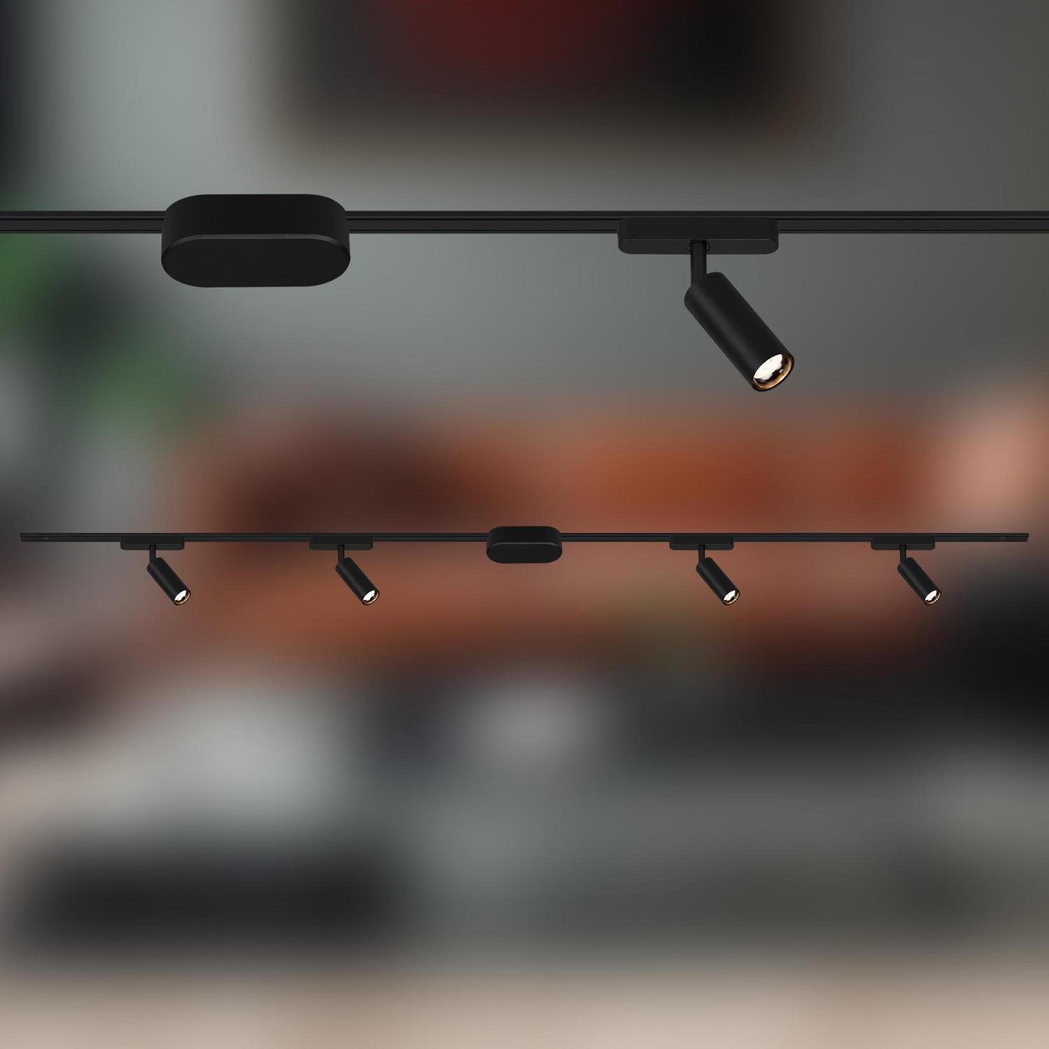 BRILO 8025045 Startovací sada lištový systém nízké napětí 200 cm, 2x 48V lišta, 4 LED spoty, s trafem, černá - BRILO (obrázek 9)
