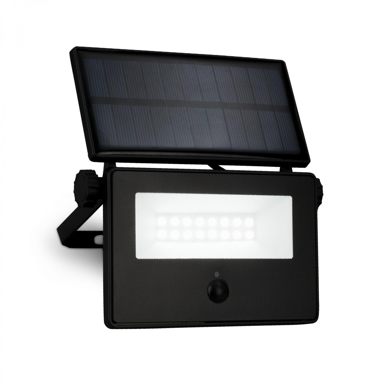 BRILO 3856015 Solární LED venkovní nástěnné svítidlo vč. IR senzoru, černé, 5W, 400 lm, sklo/plast - BRILO