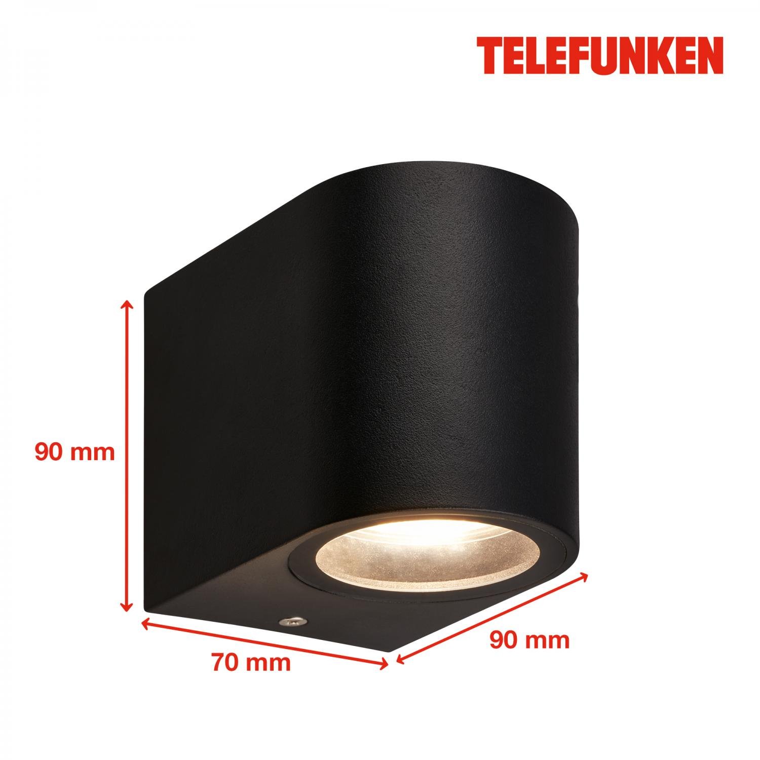 TF 322905TF TELEFUNKEN venkovní nástěnné svítidlo, ochrana proti stříkající vodě, bez vypínače, černá - BRILONER (obrázek 5)