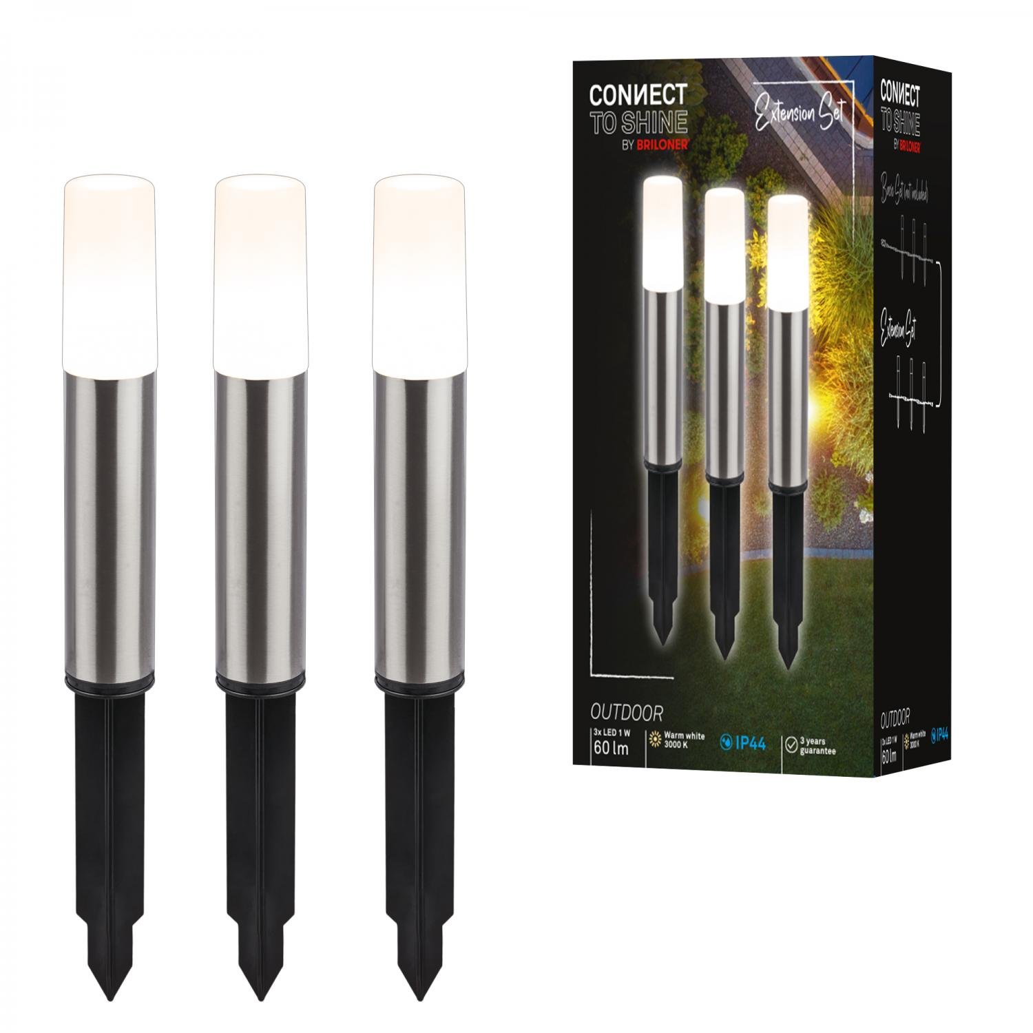 BRI 3926032 CONNECT TO SHINE prodlužovací sada Junca 3ks LED venkovních sloupkových svítidel, IP44 - BRILONER