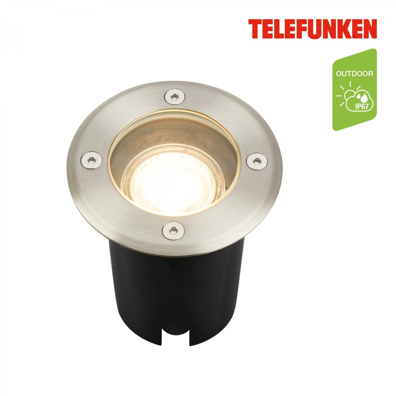 TF 322702TF TELEFUNKEN venkovní svítidlo do země, vodotěsné IP67, tvrzené sklo, GU10 patice, kruhové - BRILONER