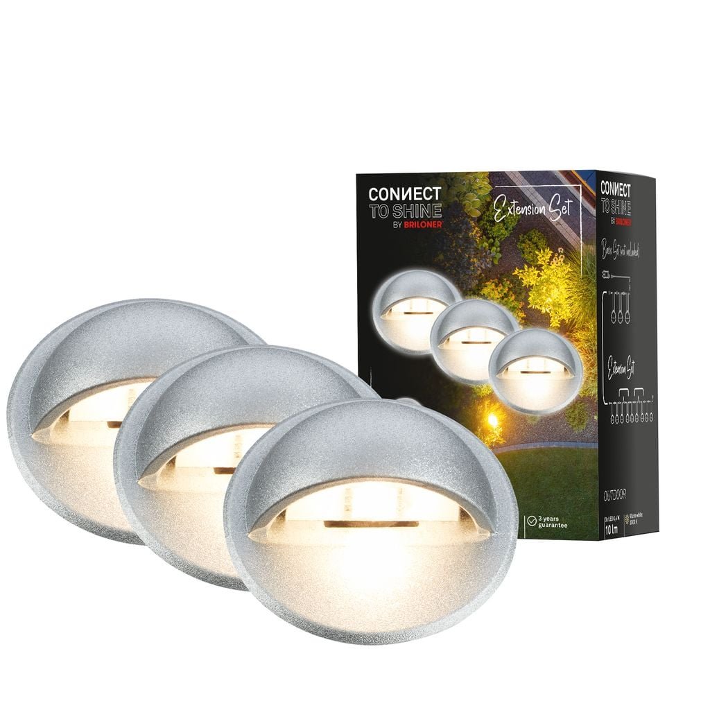 BRI 3923034 CONNECT TO SHINE prodlužovací sada Teak 3ks LED zapuštěných svítidel do země, IP65 - BRILONER