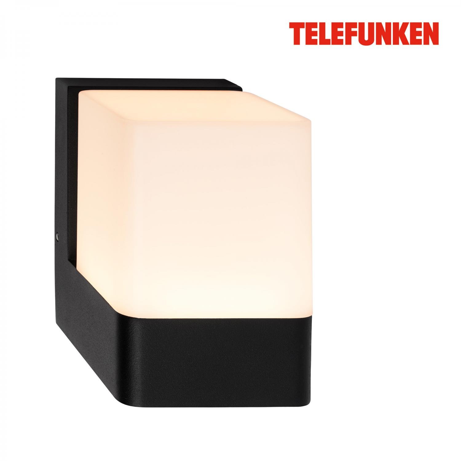 TF 322105TF TELEFUNKEN LED venkovní nástěnné svítidlo, ochrana proti stříkající vodě, kostka, teplá bílá, černá - BRILONER