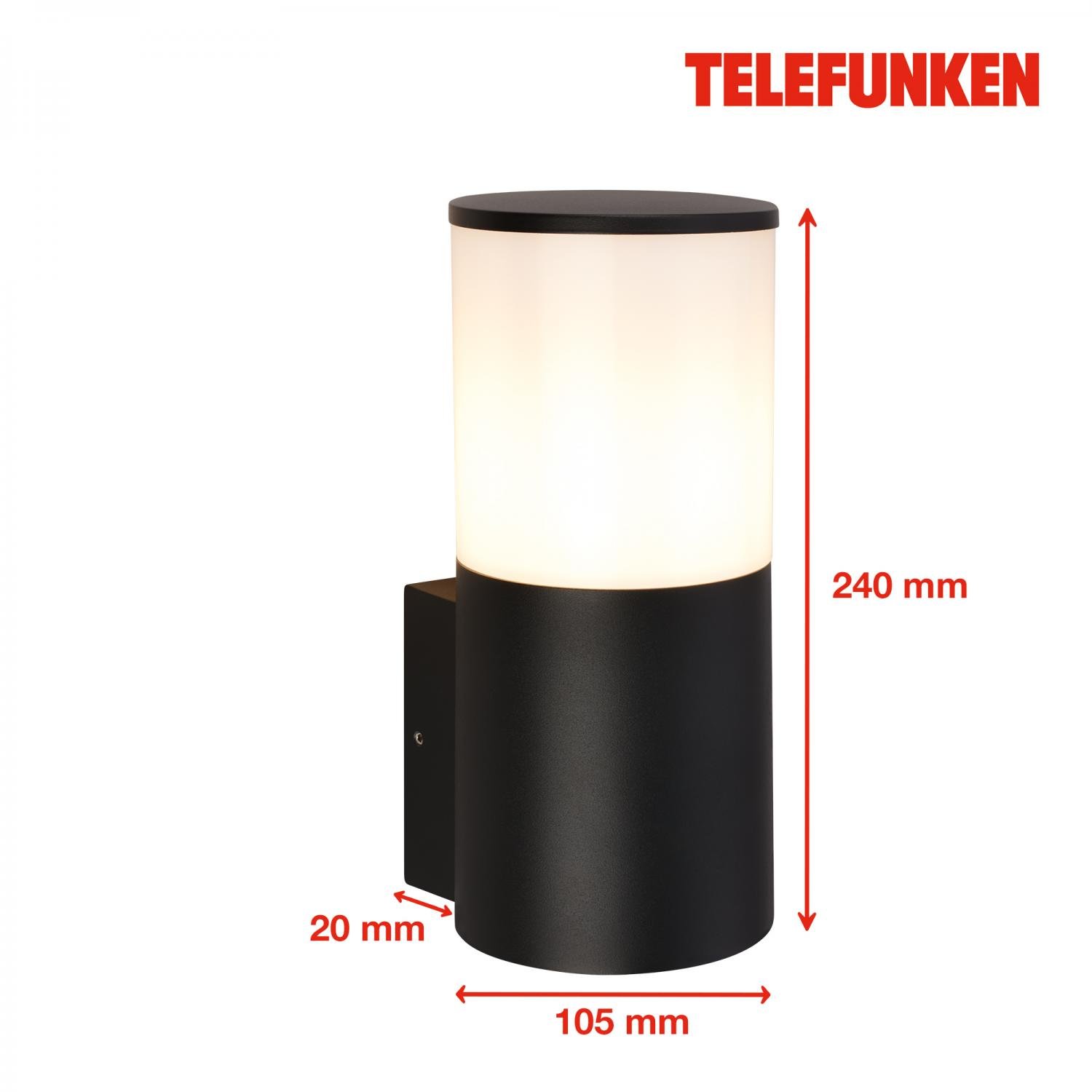 TF 322505TF TELEFUNKEN venkovní nástěnné svítidlo, voděodolné a prachotěsné, E27 patice, černé - BRILONER (obrázek 5)