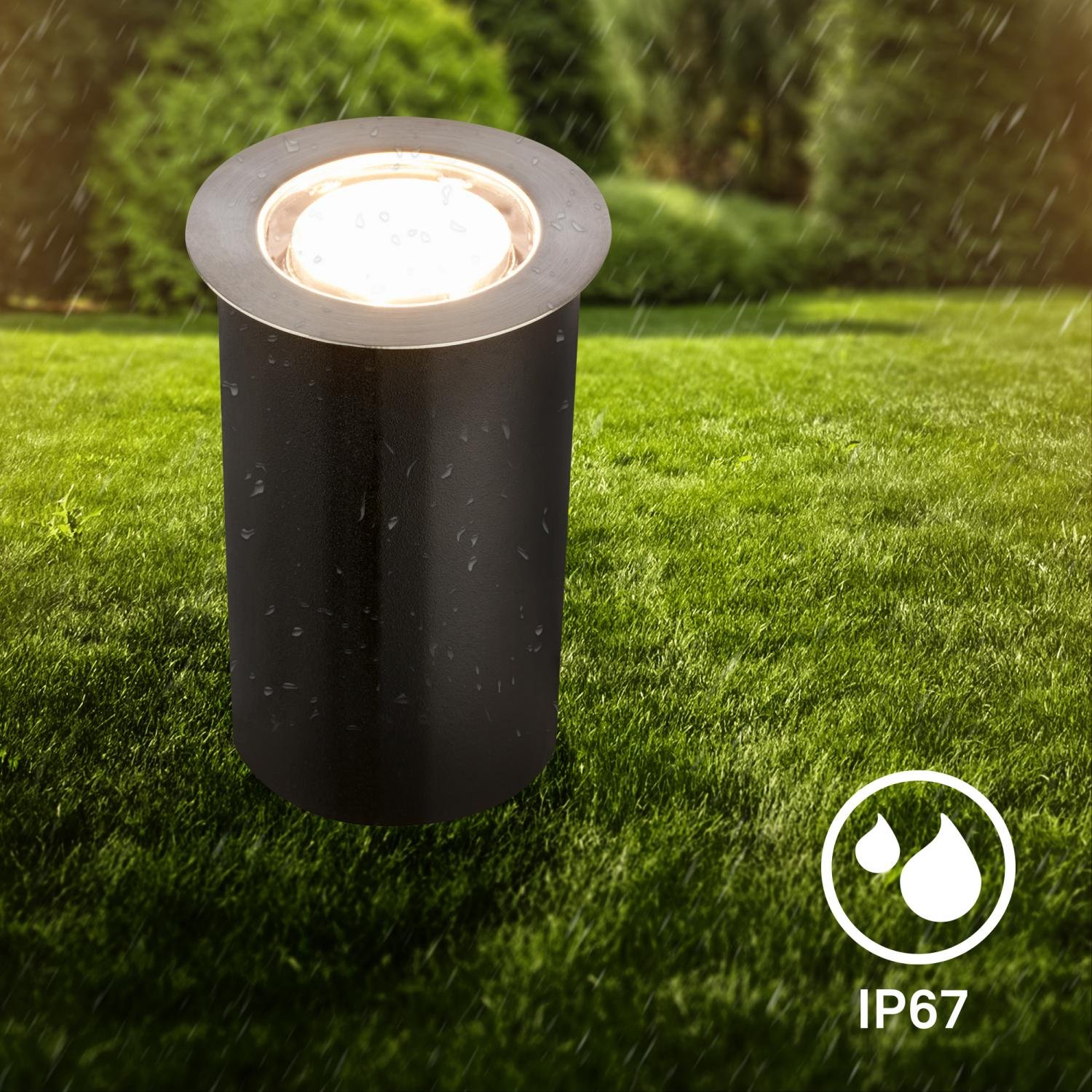 BRI 3916032 CONNECT TO SHINE startovací sada 12V zahradní osvětlení - trafo, 3x LED svítidlo do země, IP67, stříbrná - BRILONER (obrázek 4)