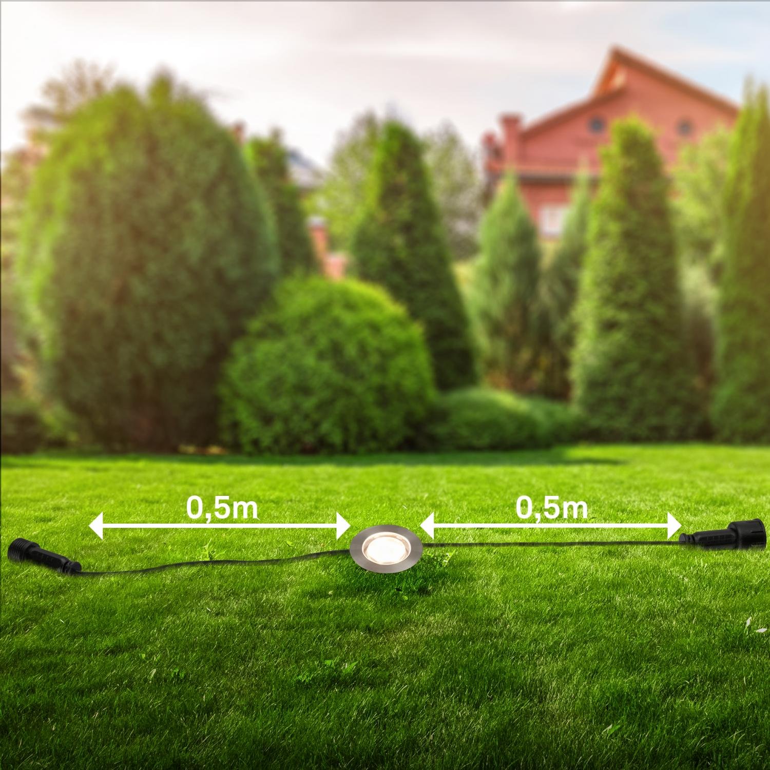 BRI 3916032 CONNECT TO SHINE startovací sada 12V zahradní osvětlení - trafo, 3x LED svítidlo do země, IP67, stříbrná - BRILONER (obrázek 5)