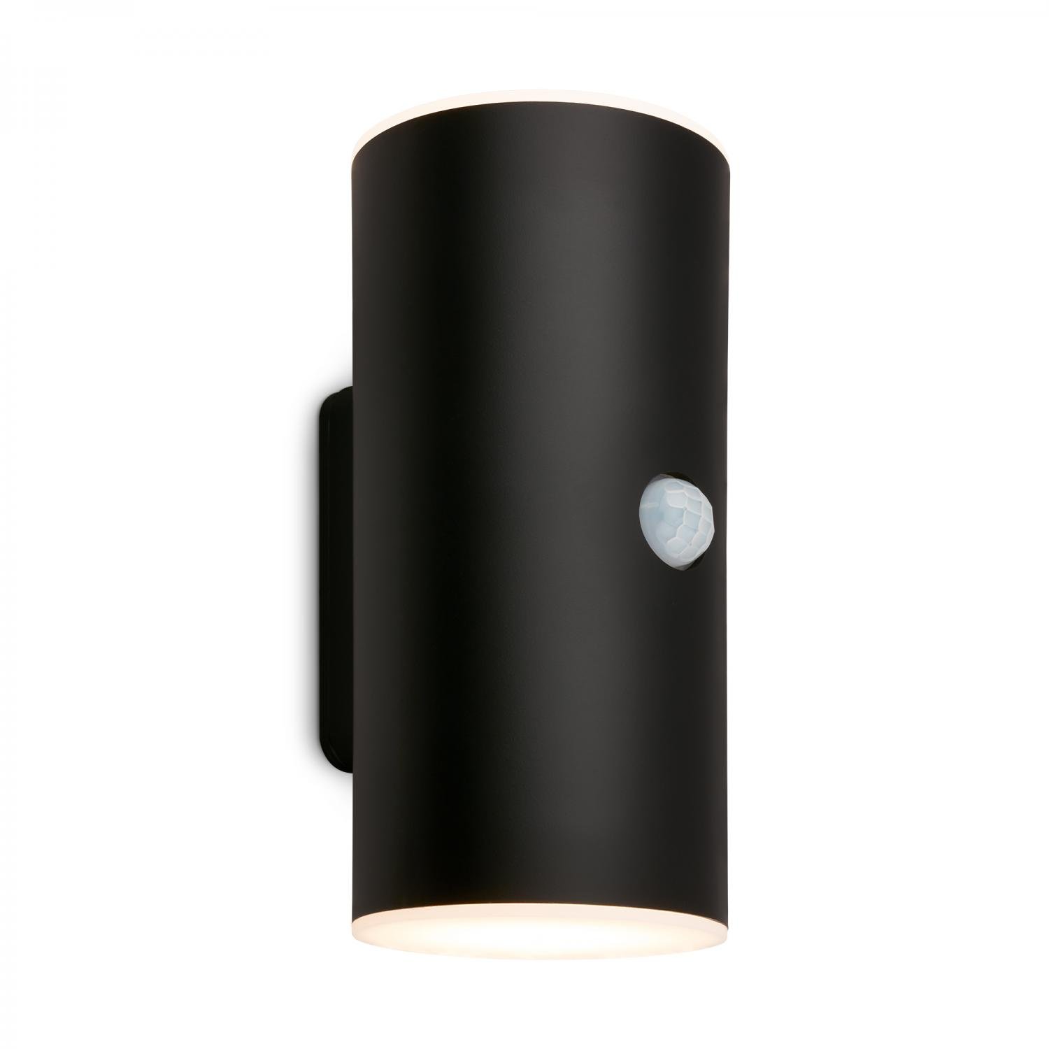 BRI 3787015 Lima LED venkovní nástěnné svítidlo, pohybové čidlo, soumrakový senzor, nabíjecí, černá - BRILONER