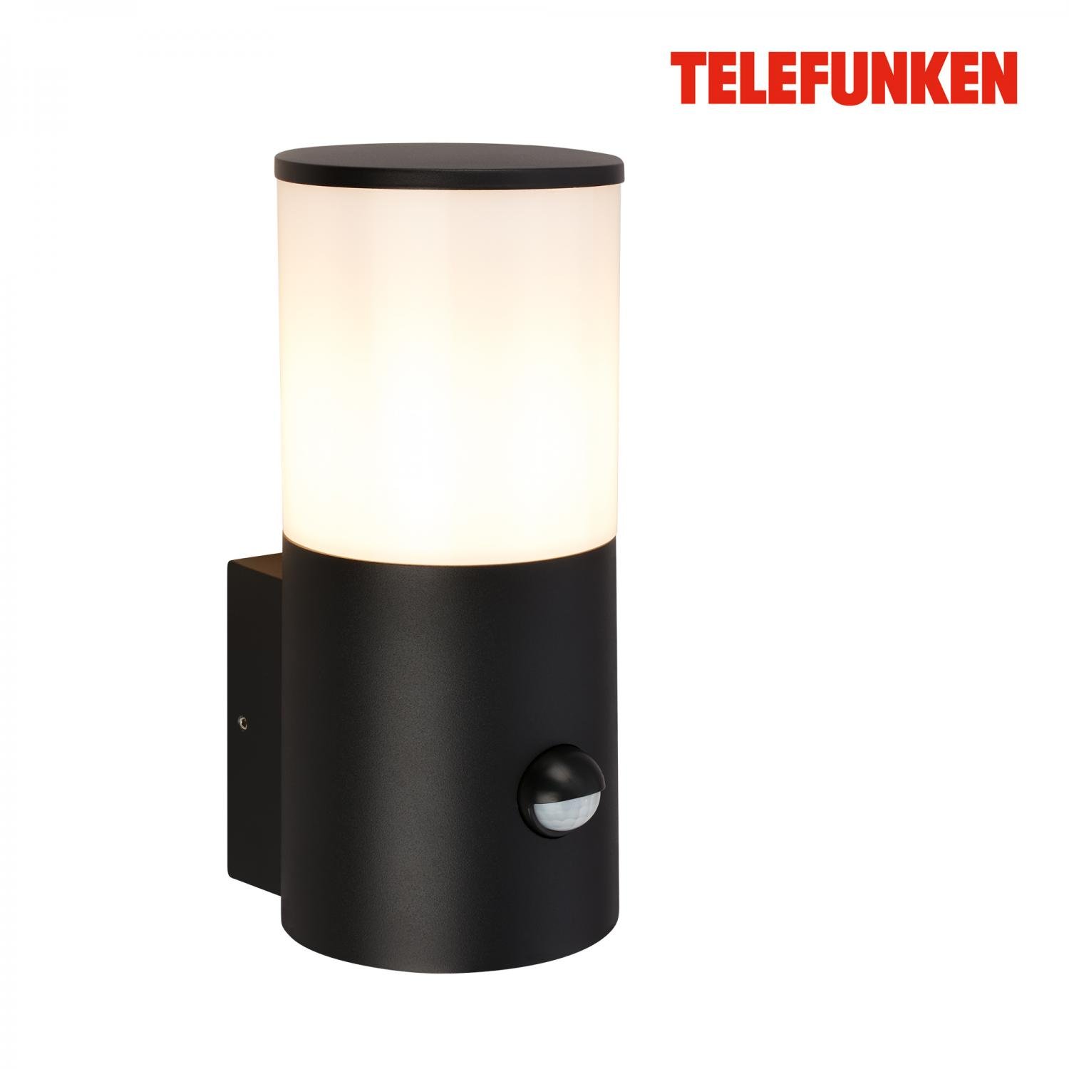 TF 322305TF TELEFUNKEN venkovní nástěnné svítidlo, pohybové čidlo, ochrana proti stříkající vodě, difuzor, černé - BRILONER