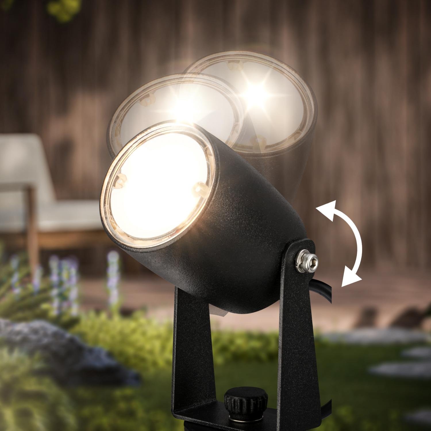 BRI 3927035 CONNECT TO SHINE startovací sada 12V zahradní osvětlení - trafo, 3x LED bodové svítidlo se zápichem, nastavitelné, IP65, černá - BRILONER (obrázek 3)