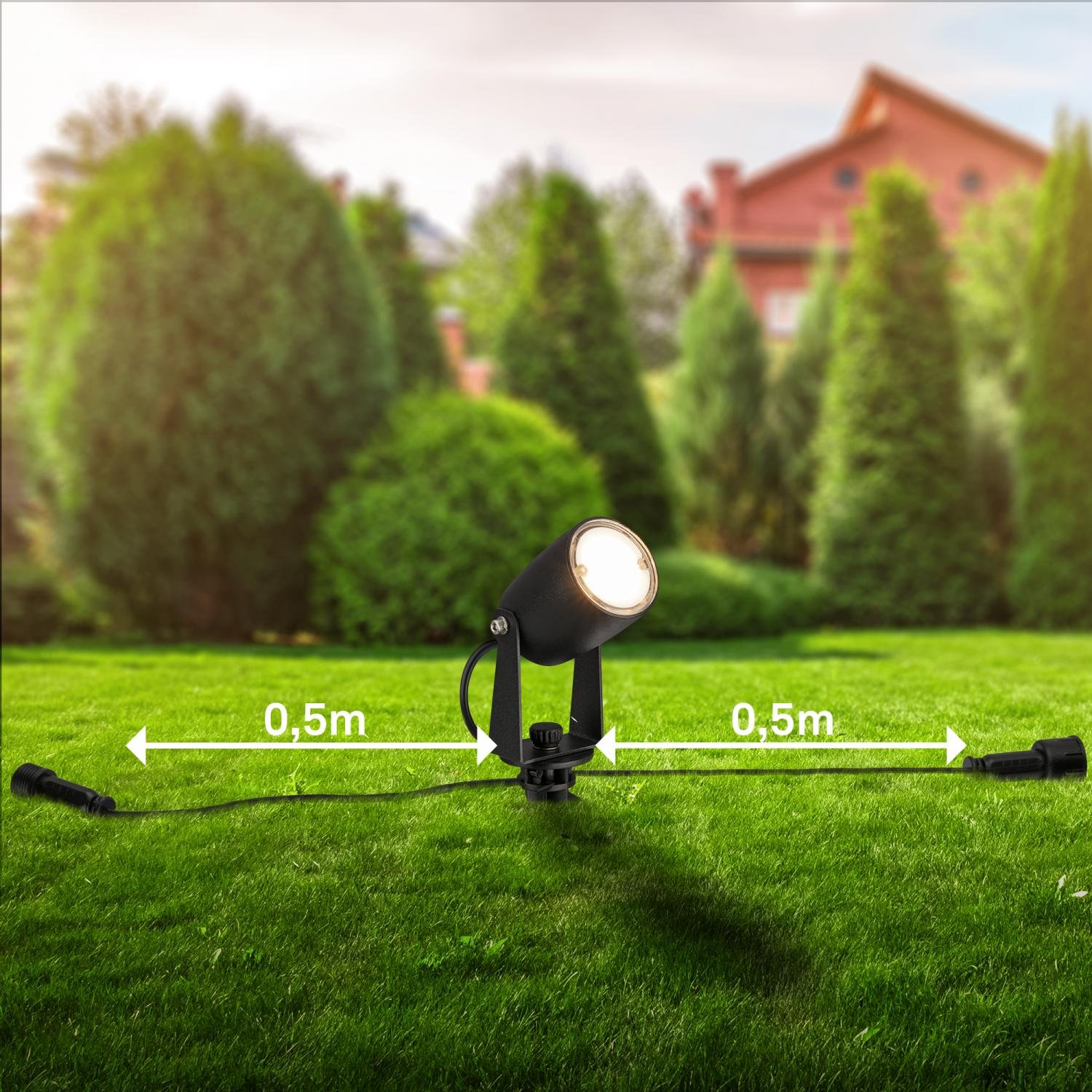 BRI 3927035 CONNECT TO SHINE startovací sada 12V zahradní osvětlení - trafo, 3x LED bodové svítidlo se zápichem, nastavitelné, IP65, černá - BRILONER (obrázek 7)