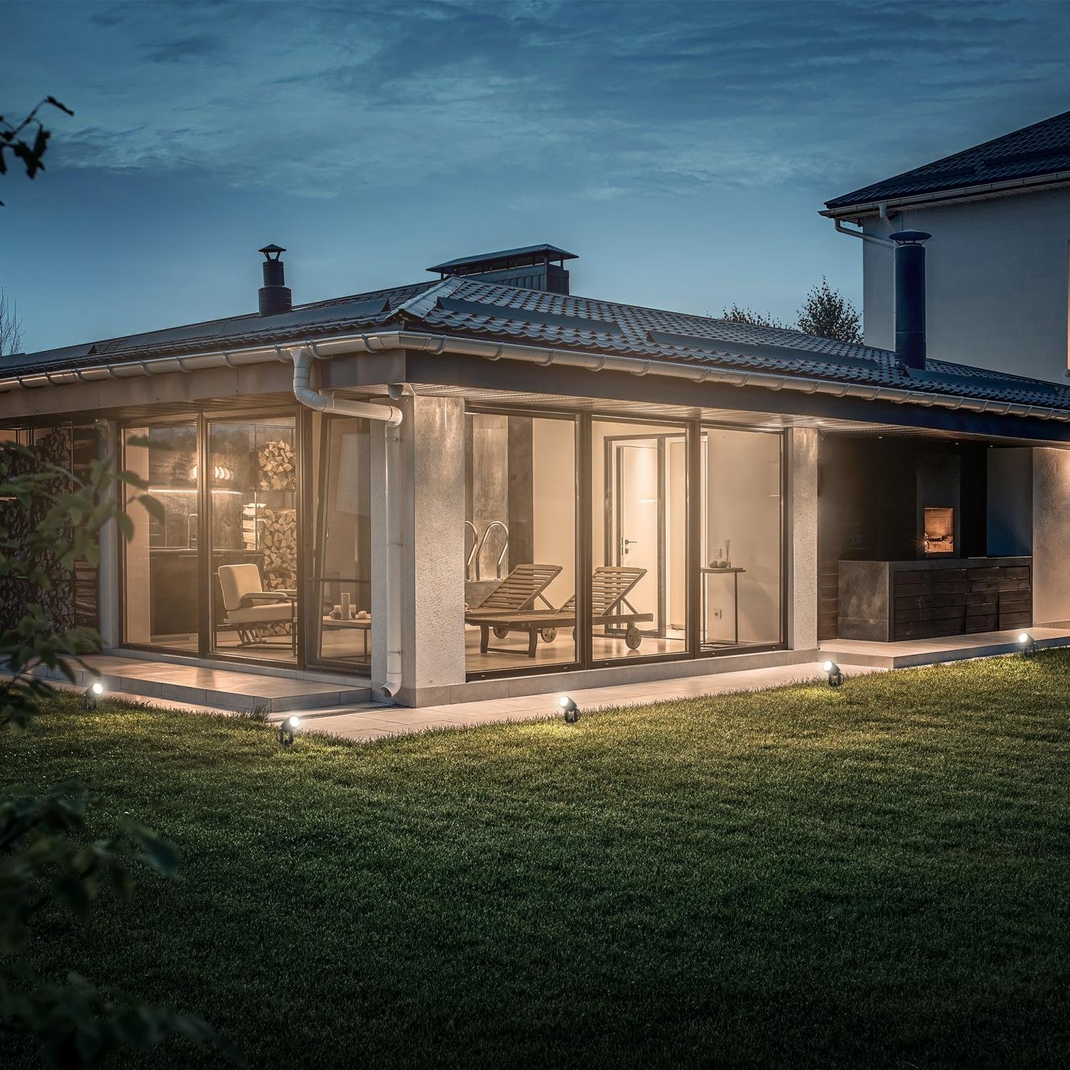 BRI 3927035 CONNECT TO SHINE startovací sada 12V zahradní osvětlení - trafo, 3x LED bodové svítidlo se zápichem, nastavitelné, IP65, černá - BRILONER (obrázek 8)