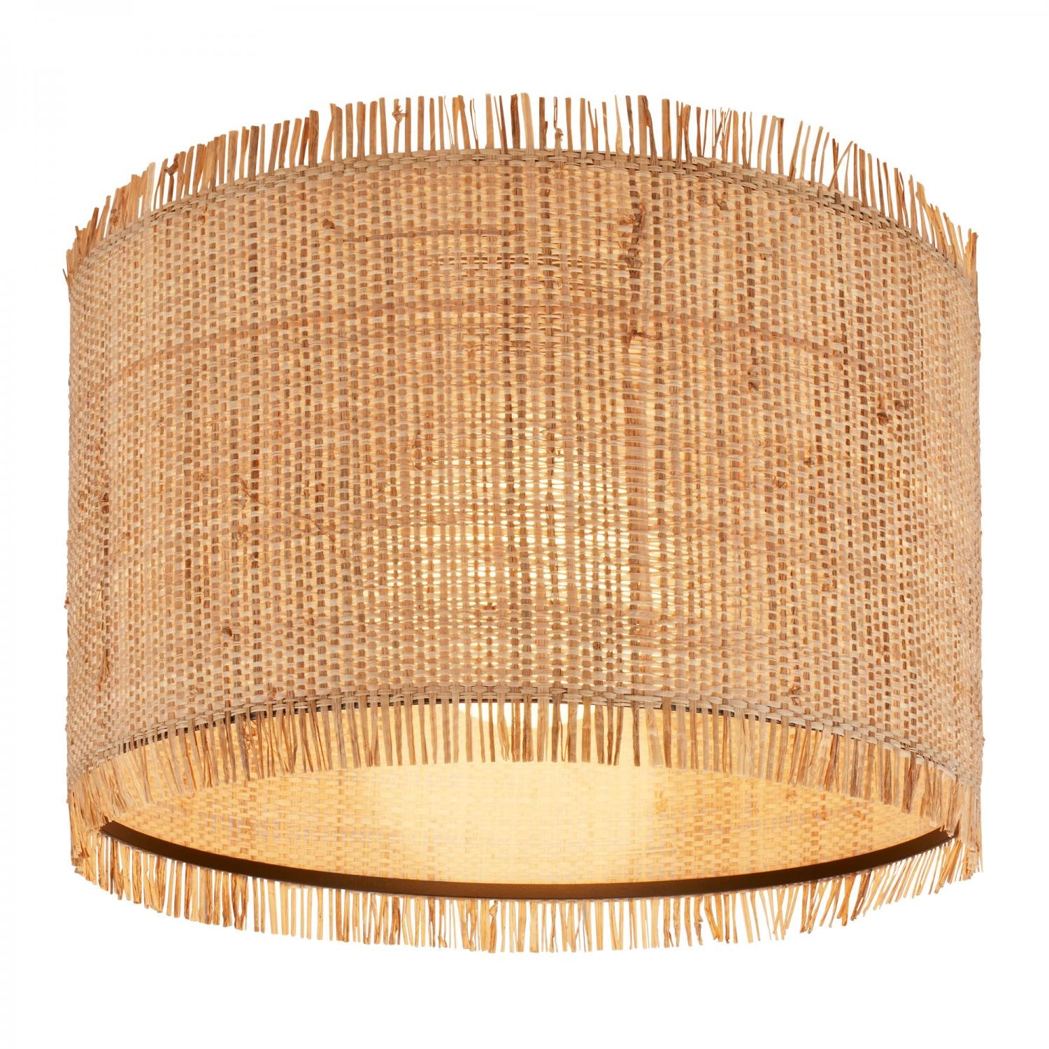BRI 3854014 Stropní svítidlo Borra 40x29 cm – stínidlo ze slámy, E27, max. 10W, on/off, béžová / černá - BRILONER
