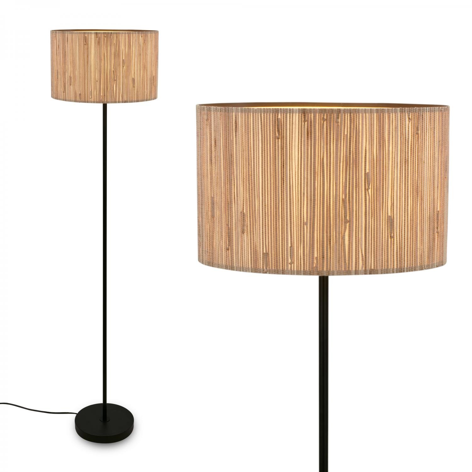 Levně BRI 1855014 Slama stojanová lampa, stínidlo z mořské trávy, nožní vypínač, přírodní - BRILONER
