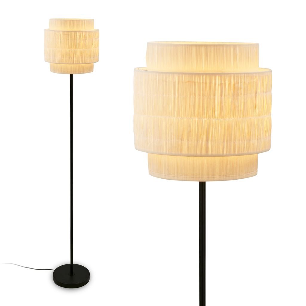 BRI 1851014 Papper stojanová lampa, stínidlo z přírodních vláken, nožní vypínač, přírodní - BRILONER