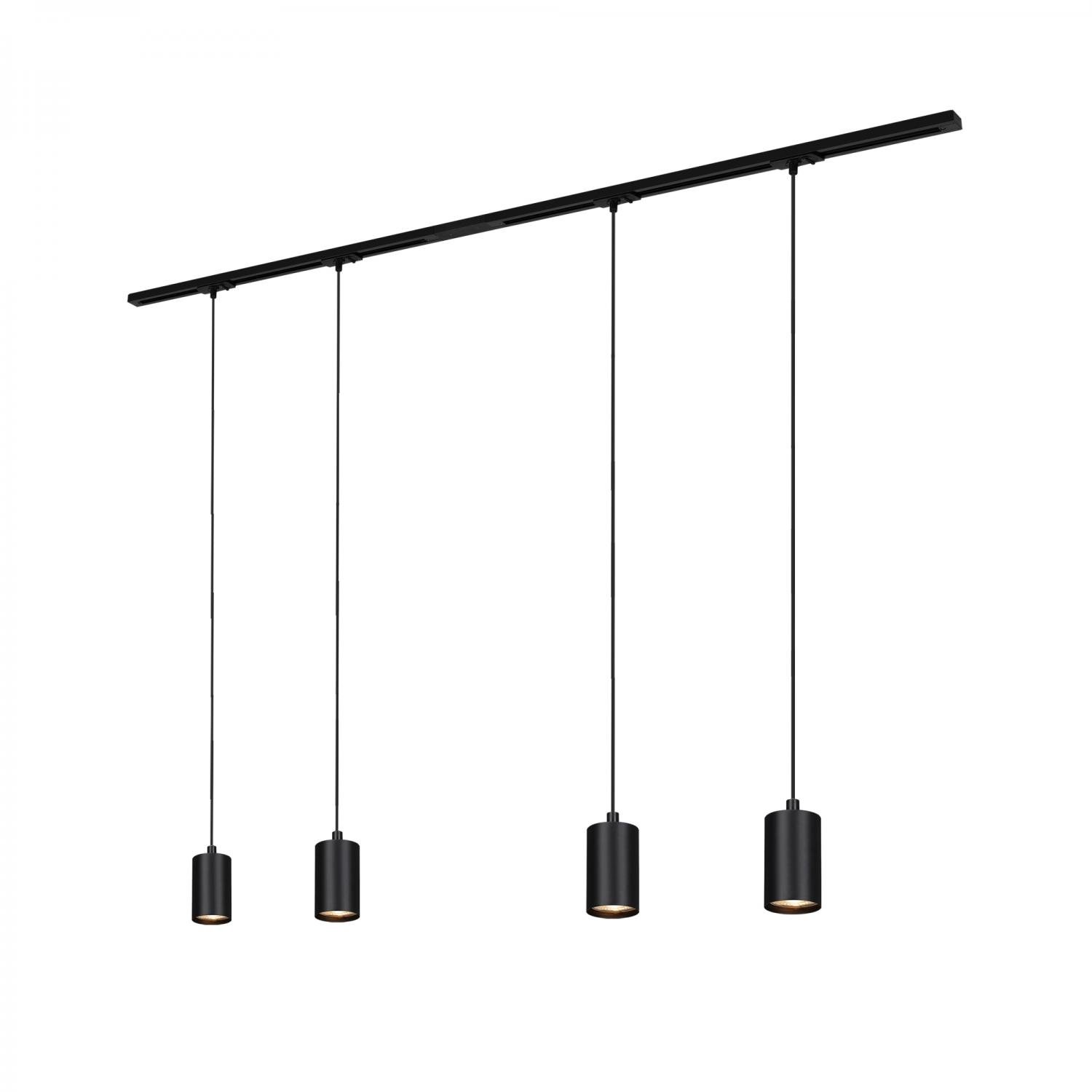 BRILO 8015045 1-fázový lištový systém, kompletní sada, 4x GU10 závěsná svítidla, černá - BRILO