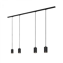 Obrázek pro produkt 1-fázový lištový systém, kompletní sada, 4x GU10 závěsná svítidla, černá - BRILO