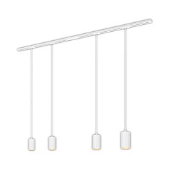 Obrázek pro produkt 1-fázový lištový systém, kompletní sada, 4x GU10 závěsná svítidla, bílá - BRILO