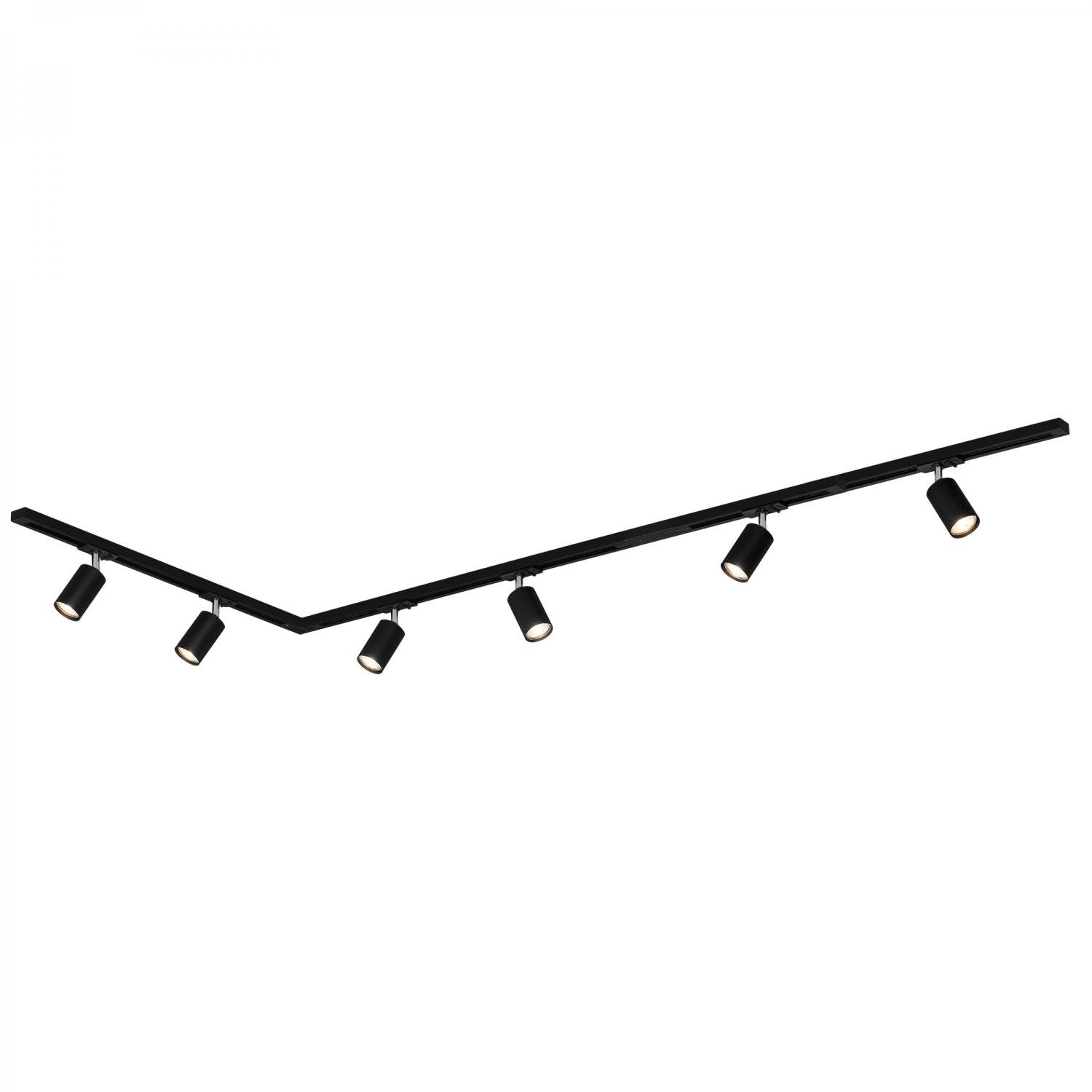 BRILO 8010065 Lištový systém sada 225 cm do L - 3x 230V lišta 1-fázová, 6x spot GU10, černá - BRILO