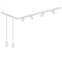 Obrázek pro produkt 1-fázový lištový systém, 4x GU10 spoty, 2x GU10 závěsná svítidla, do L, bílá - BRILO