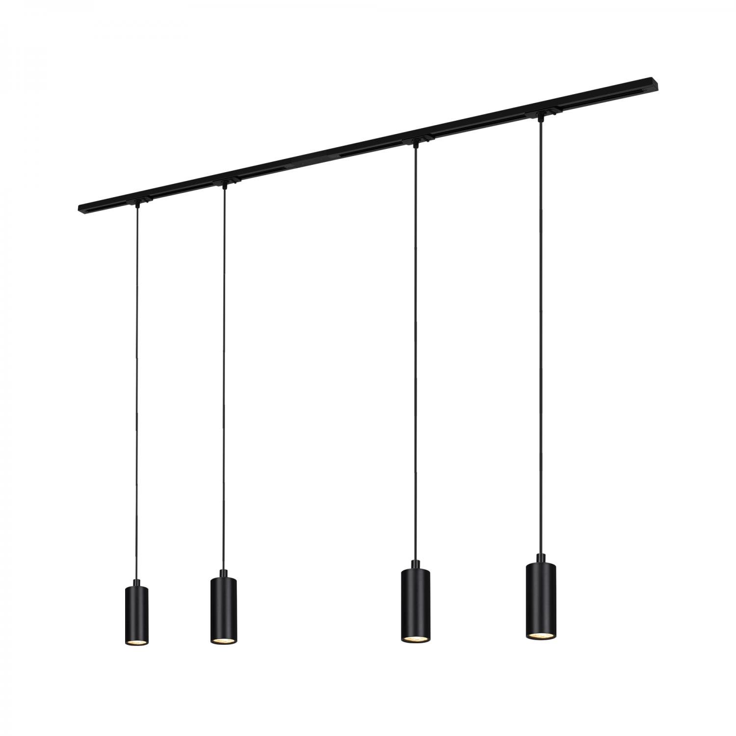 BRILO 8016045 1-fázový lištový systém, kompletní sada, 4x LED závěsná svítidla, černá - BRILO