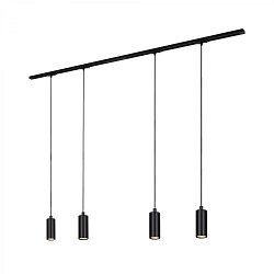 Obrázek pro produkt 1-fázový lištový systém, kompletní sada, 4x LED závěsná svítidla, černá - BRILO
