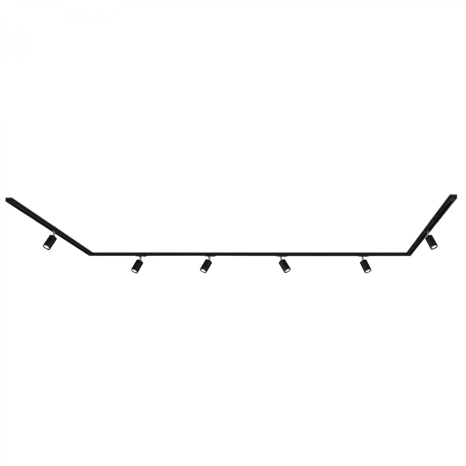 BRILO 8012065 Lištový systém sada 450 cm do U - 6x 230V lišta 1-fázová, 6x spot GU10, černá - BRILO