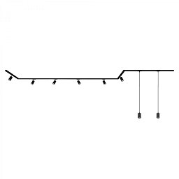 Obrázek pro produkt 1-fázový lištový systém, 6x spot, 2x závěsná svítidla, 3 rohová spojka, černá - BRILO