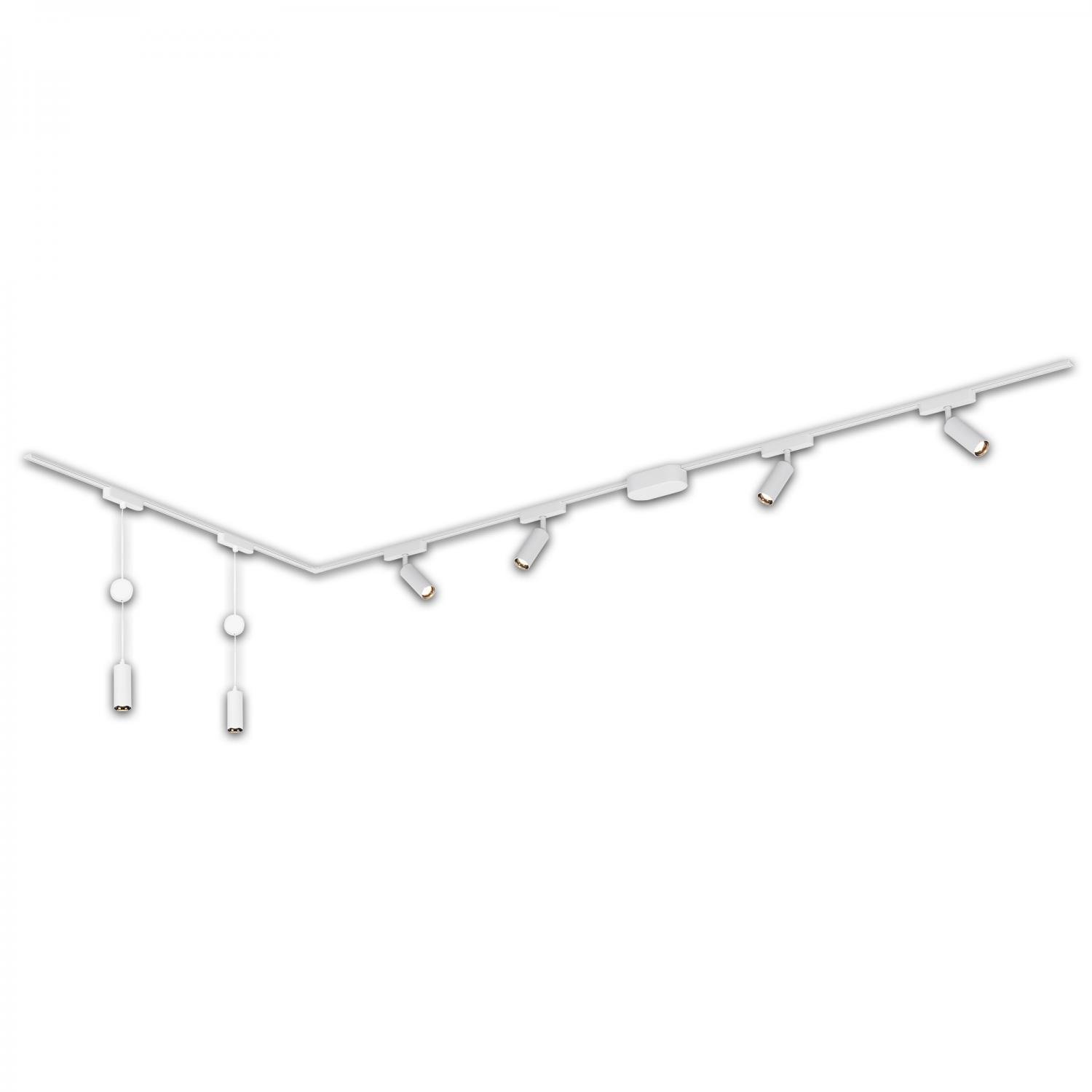 BRILO 8035066 Luxtrail lištový systém, 4x LED spoty, 2x LED závěsná svítidla, do L, bílá - BRILO