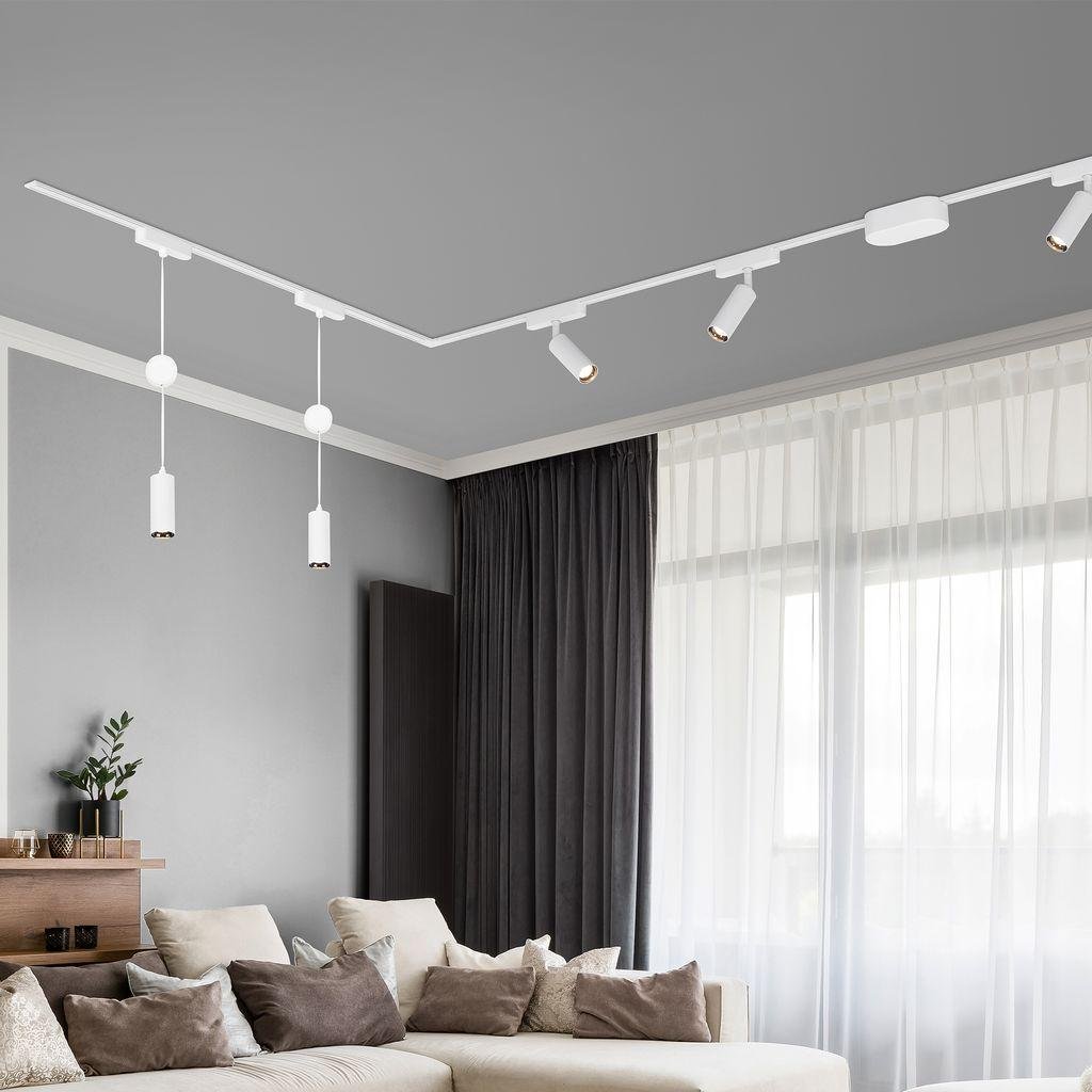 BRILO 8035066 Luxtrail lištový systém, 4x LED spoty, 2x LED závěsná svítidla, do L, bílá - BRILO (obrázek 9)