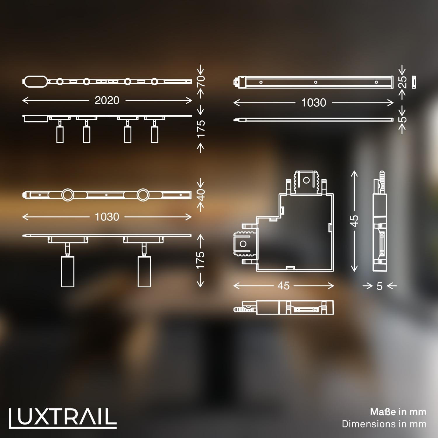 BRILO 8039085 Luxtrail lištový systém, 8x LED spoty, do U/Z, černá - BRILO (obrázek 7)