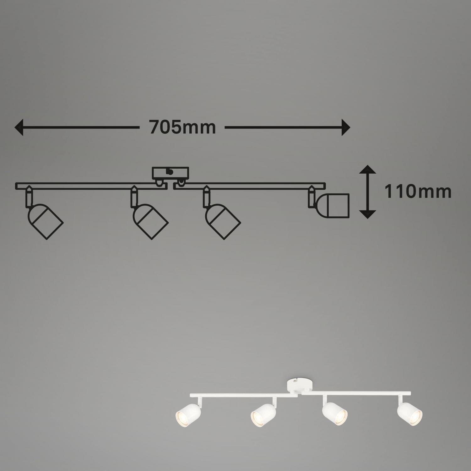 BRILO 2145046 Bodové svítidlo Spot, 70,5 cm, 4x GU10, max. 9W, bílé - BRILO (obrázek 6)
