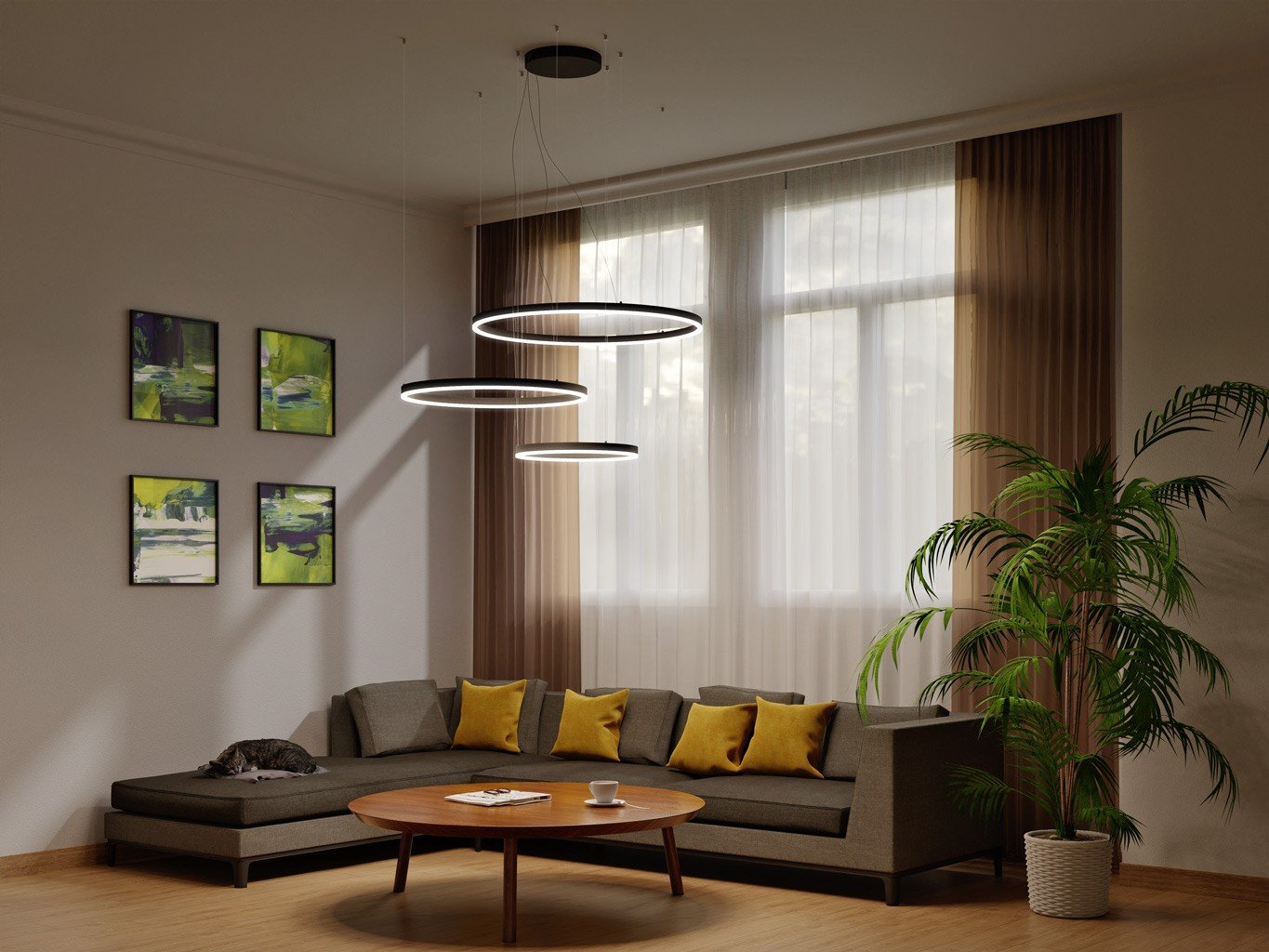 LED2 3274771CSTW LED2 Závěsné svítidlo CIRCLE SET 3 P-Z, W CASAMBI TW 136W 2700K-4000K bílá - LED2 Lighting (obrázek 4)