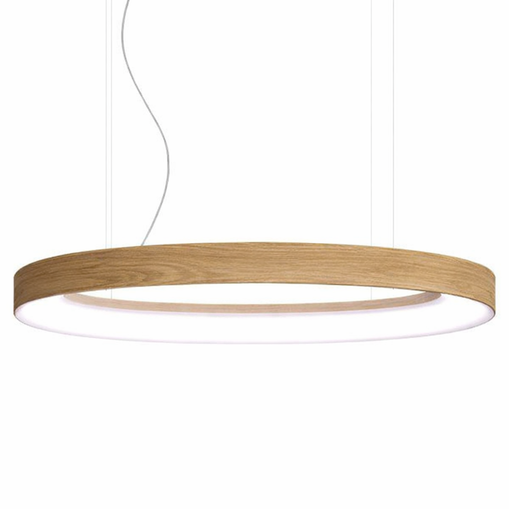 LUM LOOP E 1600 Závěsné svítidlo LOOP E 1600 LED TW 1800-4000K + RGB + INDIRECT TW 1600x800x150mm 106W + 53W Casambi dekor DW-1878MT dub- LUMILOGY