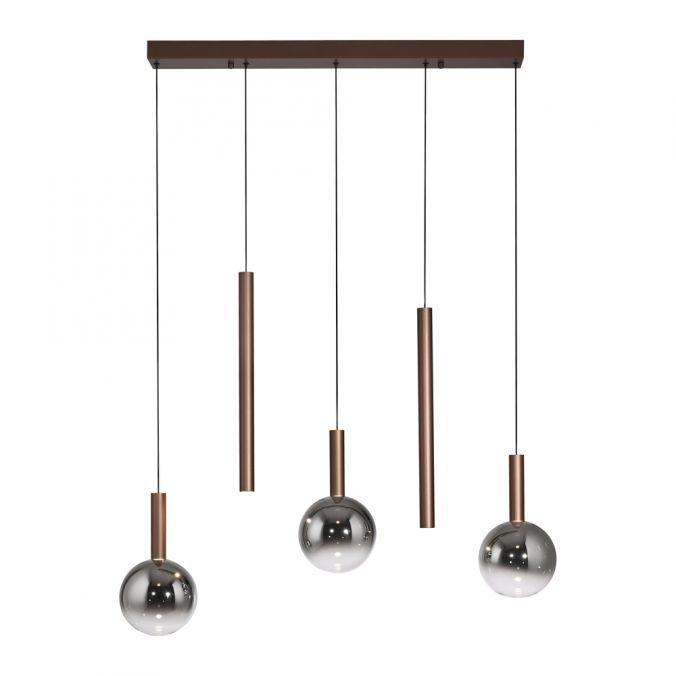 PN 2286-23 LED závěsné svítidlo BOWL, hnědé,5-ramenné lineární, SimplyDim, 2700K - PAUL NEUHAUS