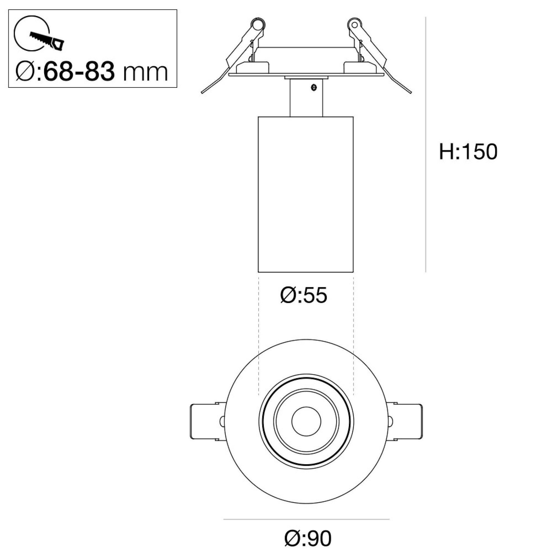 SLC SLC1361 Vestavné stropní LED svítidlo Art 10 W 220-240 V 3000 K stmívatelné 36° Ra90 bílé - TLG (obrázek 5)