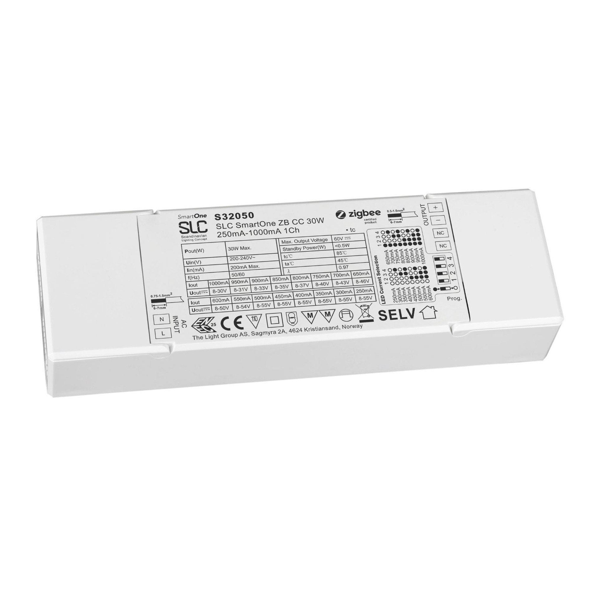 SLC S32050 SmartOne Driver CC 1CH 250-1000mA Mono 30W Zigbee IP20 - TLG